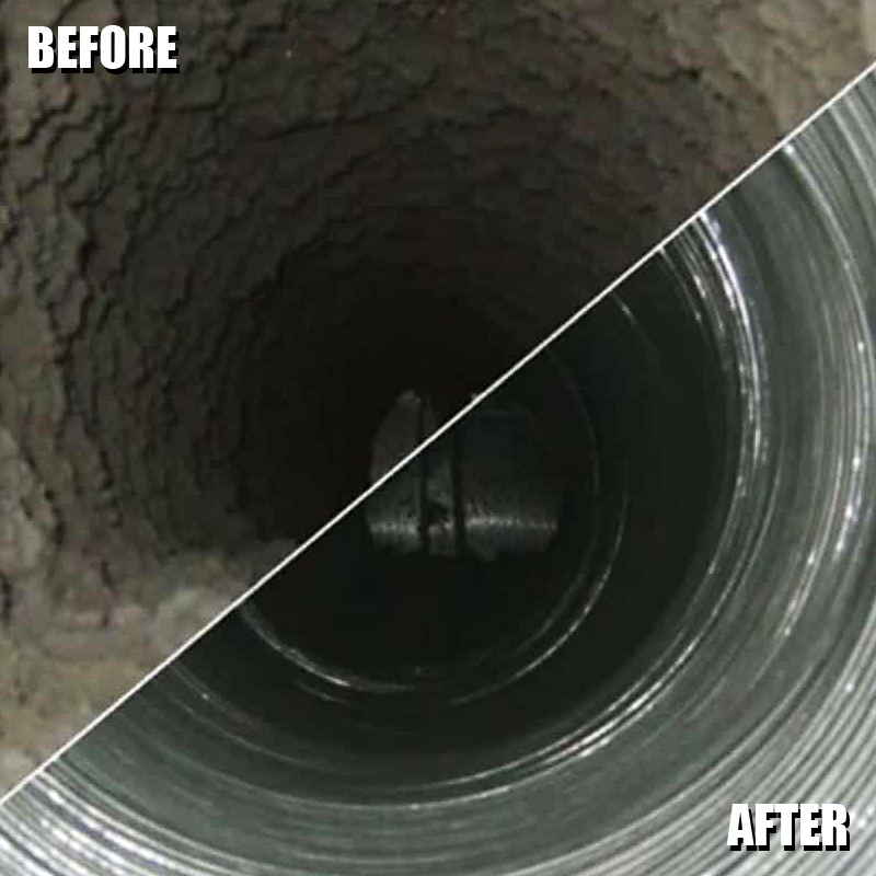 Before and After Dryer Vent Cleaning